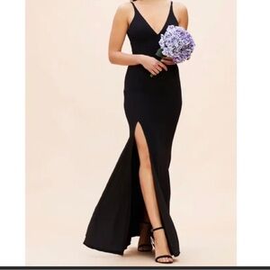 Dress the Population Deep V-Back Side Slit Iris Maxi Dress Black Size XXL